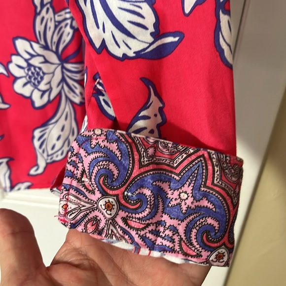 Ruby Rd 100%cotton wrinkle resistant button up long sleeve shirt pink purple 14 - Picture 7 of 12